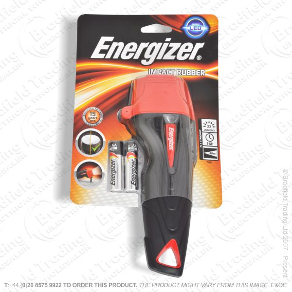 E42) LED Flashlight 2xAA Rubber Impact ENERGI