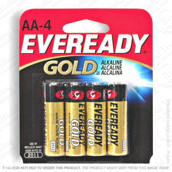 E06) Battery AA 1.5v Gold Alkaline (pk4) EVER
