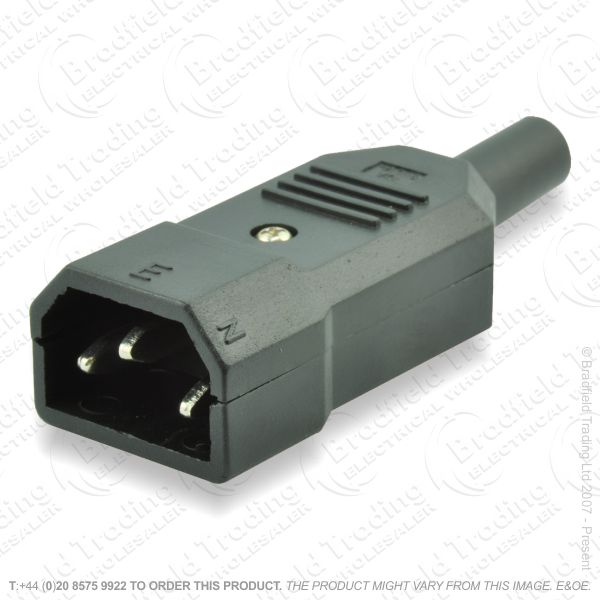 F03) Computer IEC  Male Plug 6A 3pin black