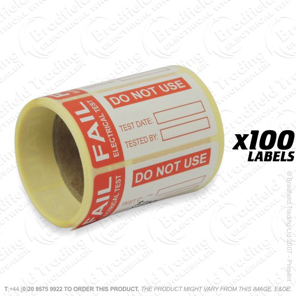 G53) Fail Test Labels 100 (60x30mm)