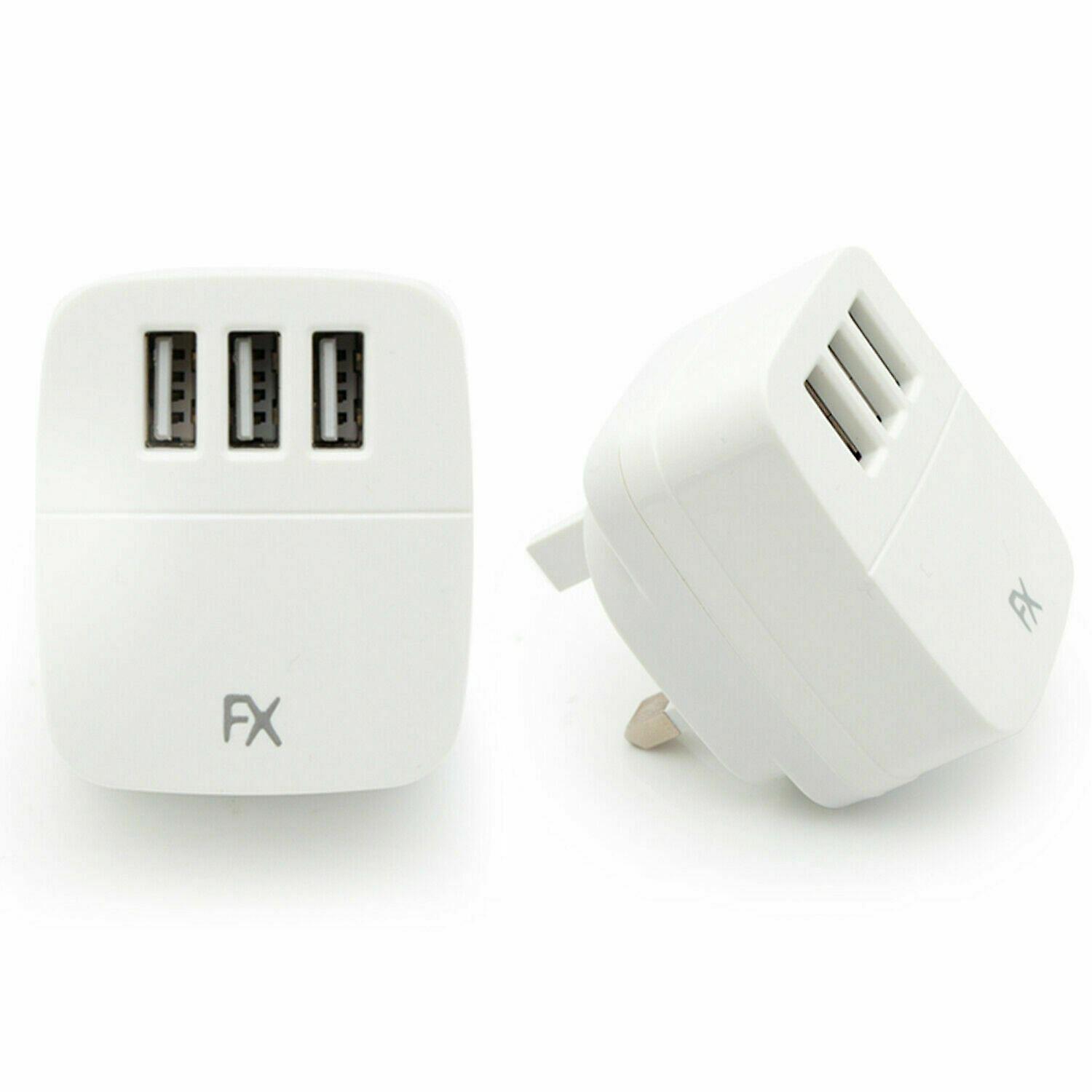 USB Mains Charger Triple 3.1A 240V FX White