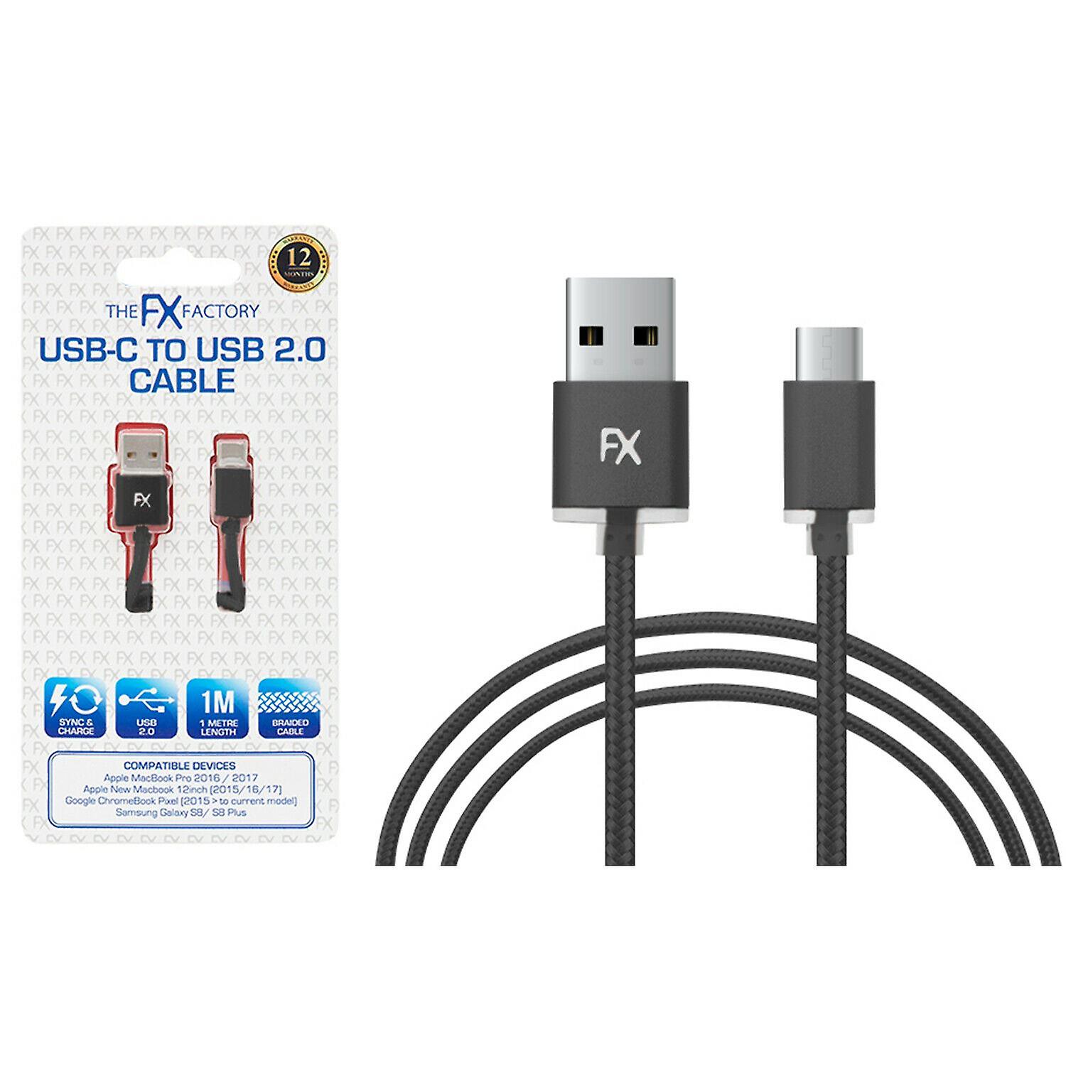FX USB-C to USB-C Braided 1M Black Lead