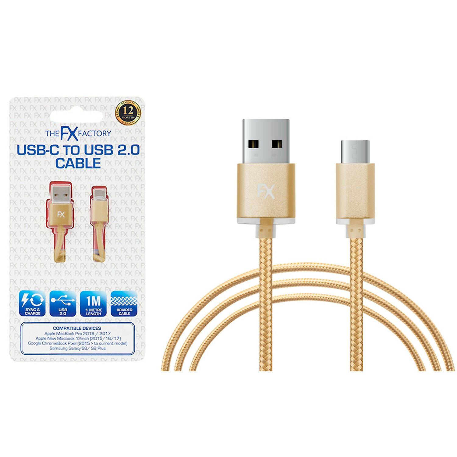 FX USB-C to USB-C Braided 1M Gold Lead
