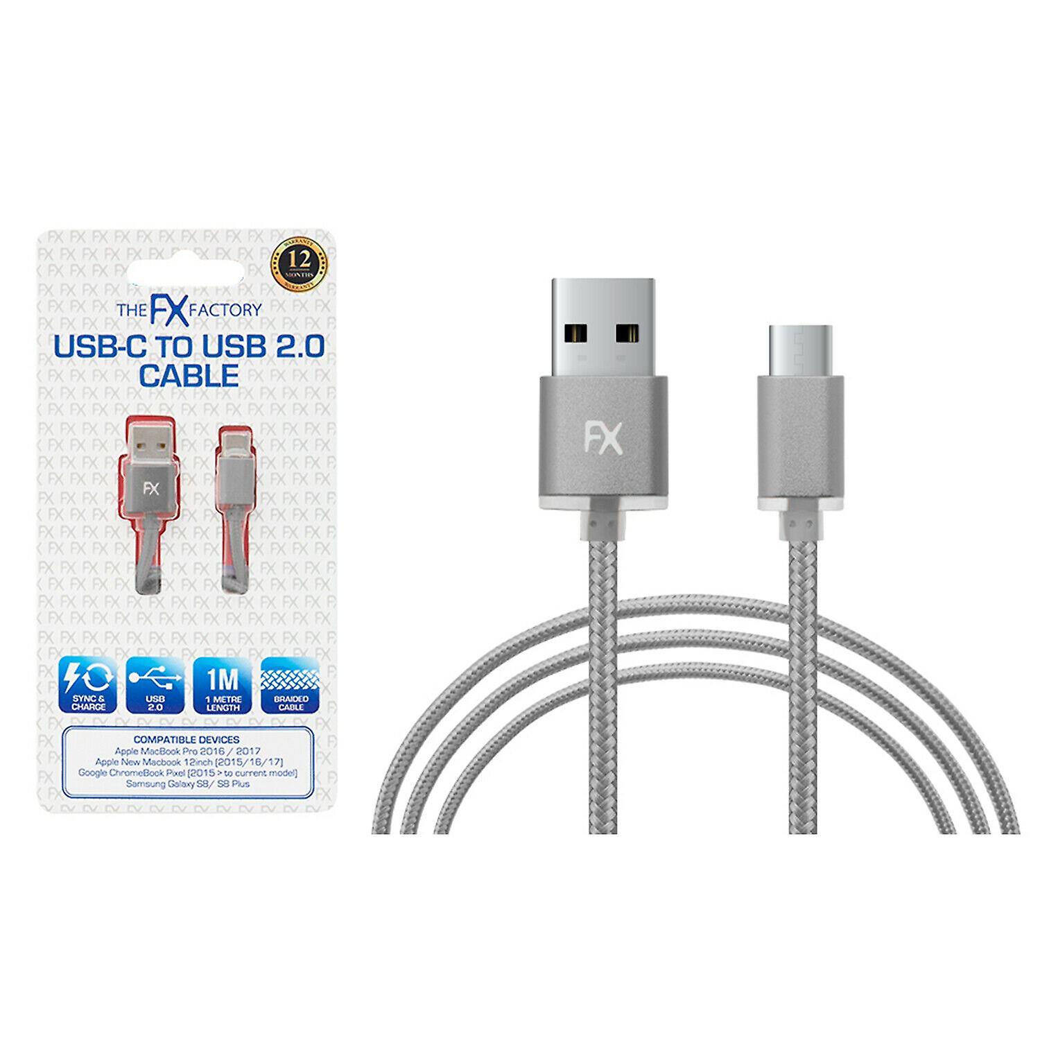 FX USB-C to USB-C Braided 1M Silver Lead