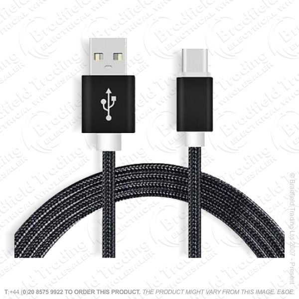 FX USB-A To USb-C 1M Braided Lead Black