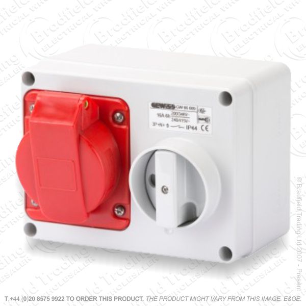 F06) Wall Socket 32A 415V Switched IP44 5pin