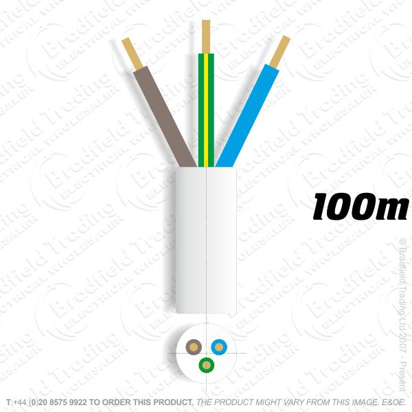 H07) 3093Y Heat 1mm 3c white 100M PVC