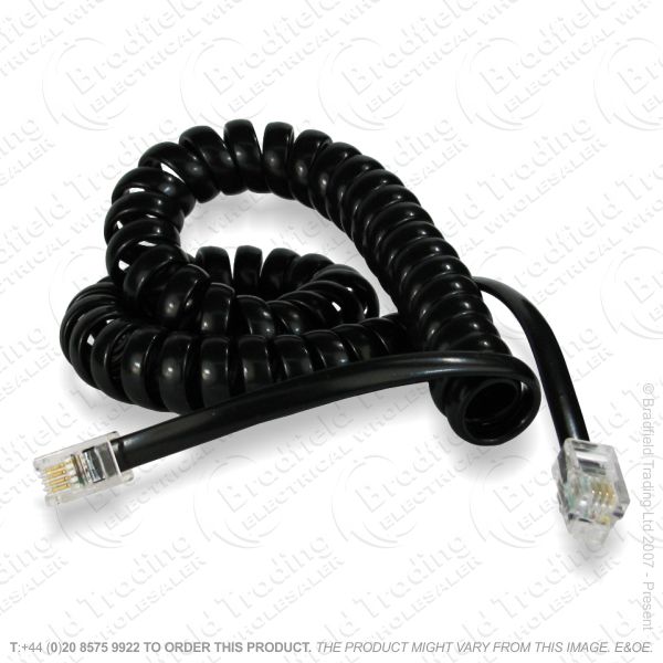 E16) Telephone Handset Lead Curly12ft BL
