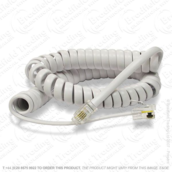 E16) Telephone Handset Lead Curly12f WH
