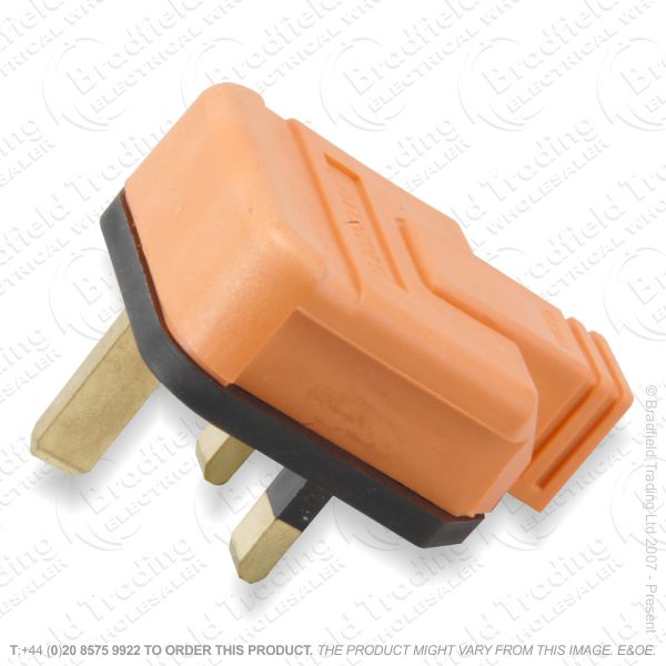 F02) Plugs UK Rubber 13A Fused 3pin Orange