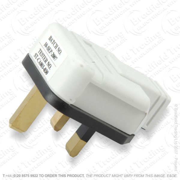 F02) Plug UK Rubber 13A Fused 3pin White