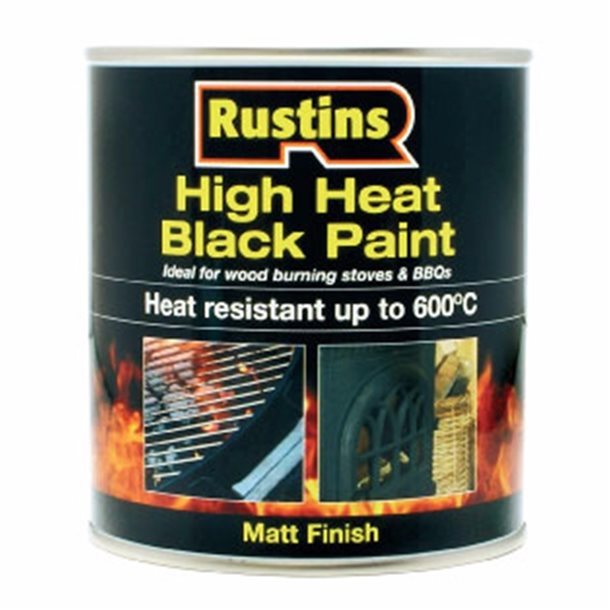 High Heat Black Paint 500ml RUSTINS