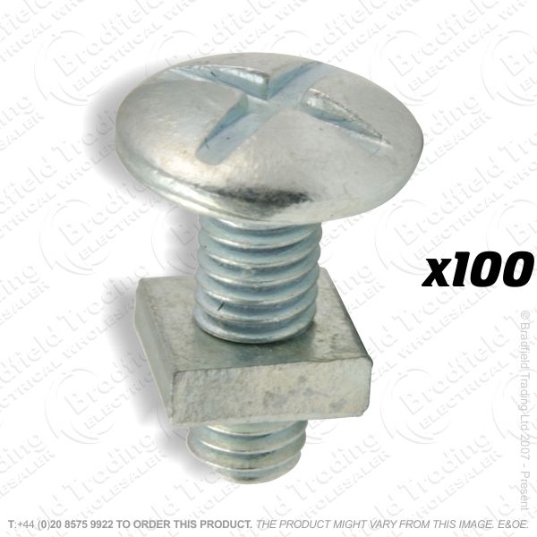 G06) Bolts Gutter Roofing M6x16 BZP (100)