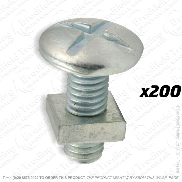 G06) Bolts Gutter Roofing M6x20 BZP (200)