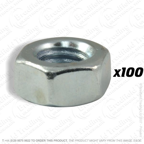 G06) Steel Nut M10 BZP (100) BS3692