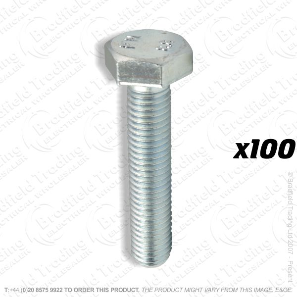 G06) Bolts Hexagonal M10x50 BZP (100)