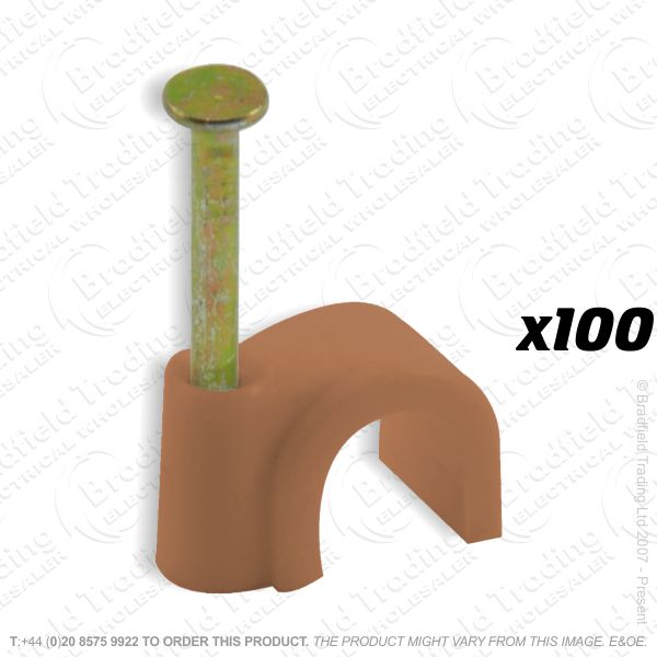 H02) Cable Clips Round 7mm brown x100