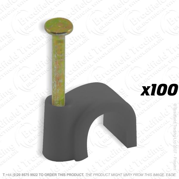 H02) Cable Clips Round 5mm black x100