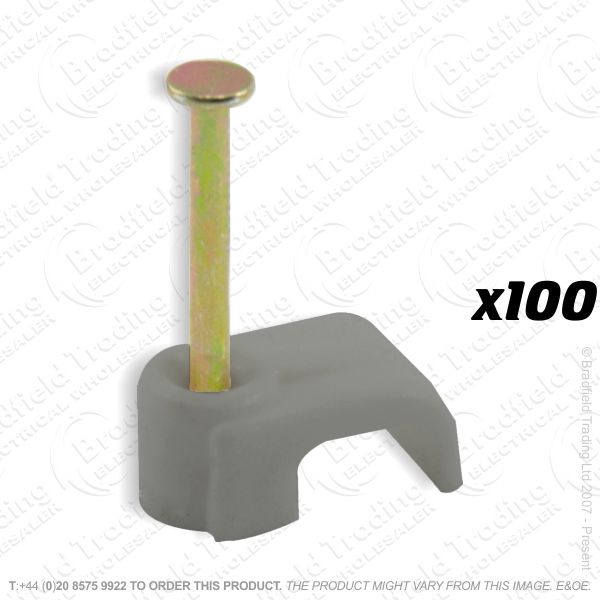 H02) Cable Clips Flat 6mm Grey x100