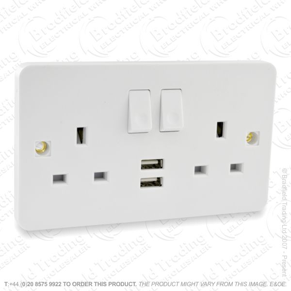 I20) Socket Switched 2G 13A white USB MK