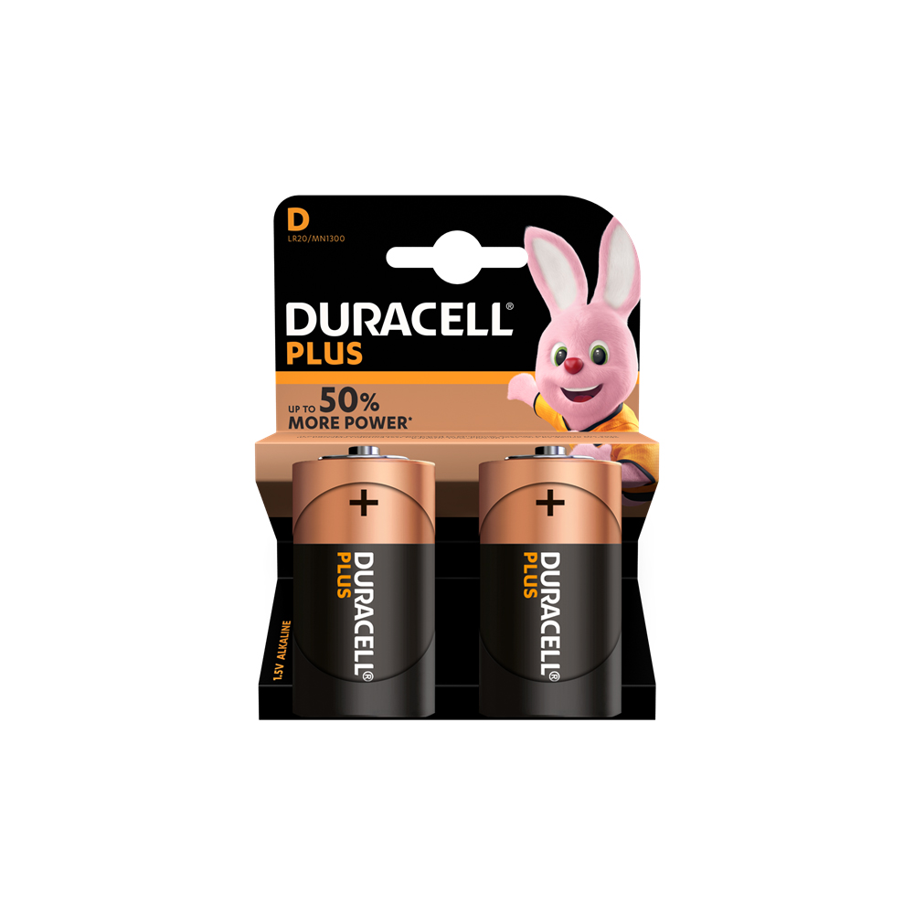 E04) Battery  D  1.5V DURACELL Plus (Pkx2)