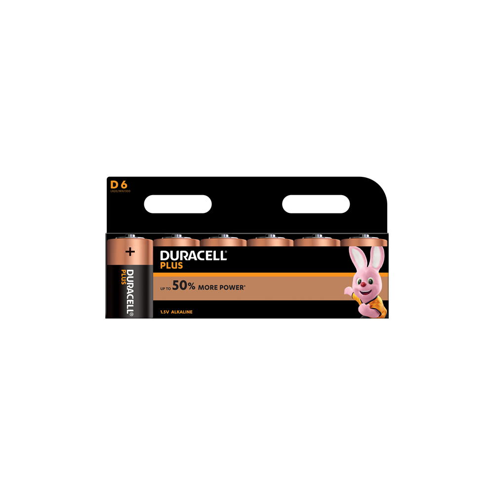 E04) Battery  D  1.5V DURACELL Plus (Pkx6)