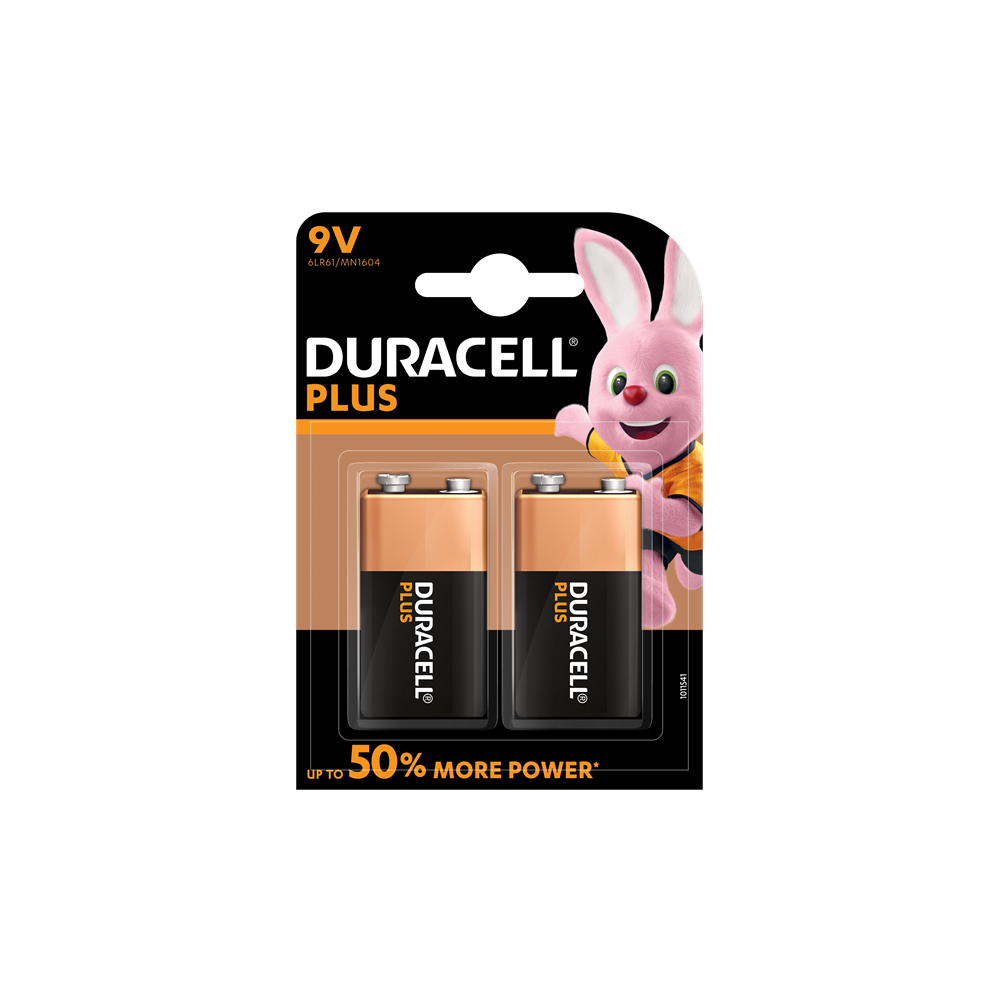 E04) Battery 9V DURACELL Plus (Pkx2)