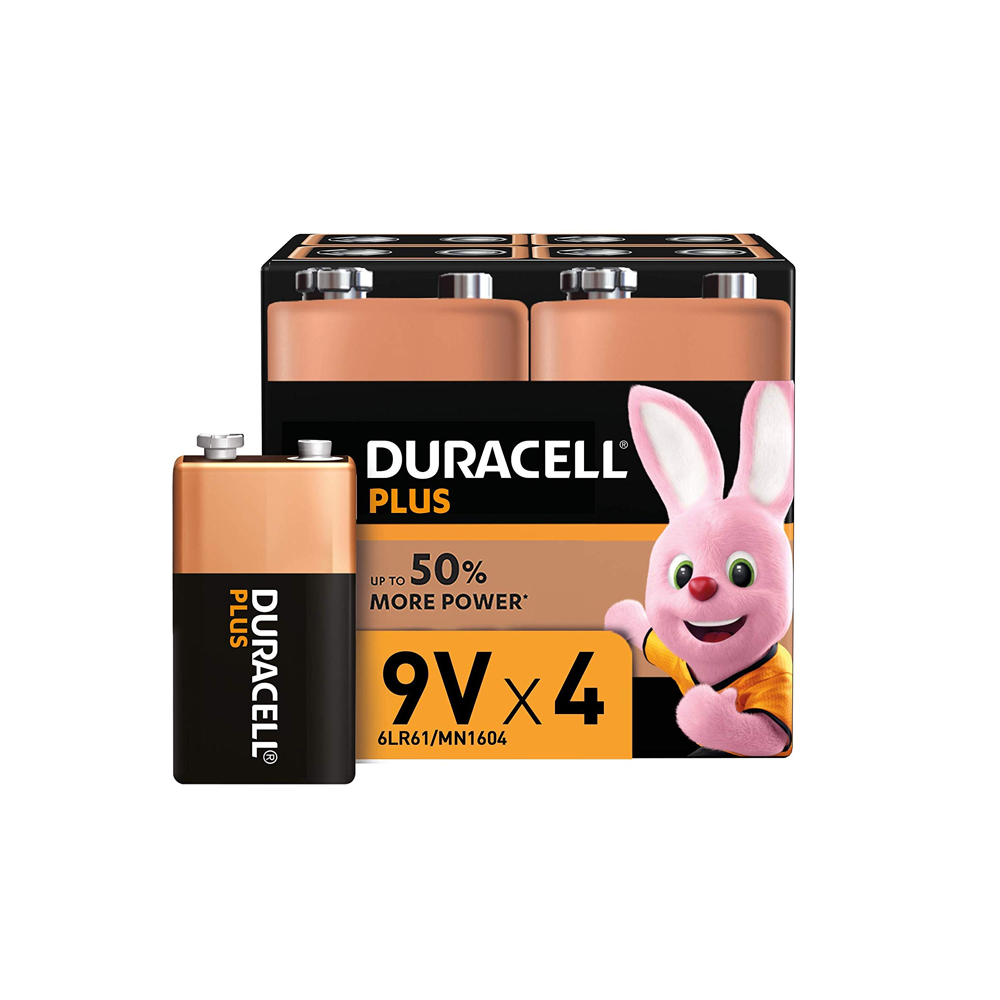 Battery 9V DURACELL Plus (Pkx4)