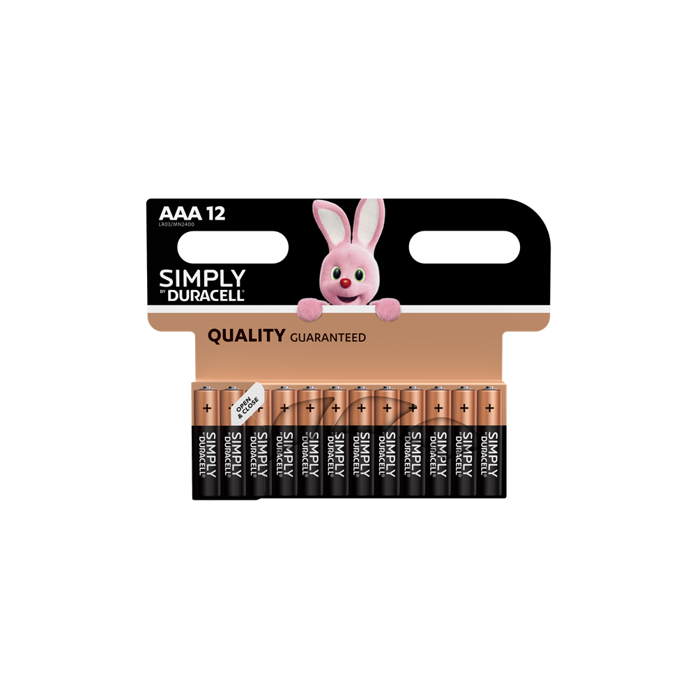 E04) Battery AAA 1.5v DURACELL (pk12) Simply