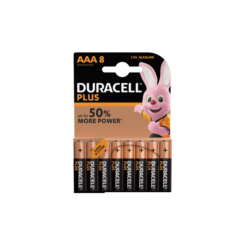 E04) Battery AAA 1.5V DURACELL Plus 100% pk8