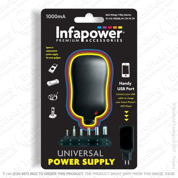 F08) AC-DC Power Supply 1000ma INFAPOWER