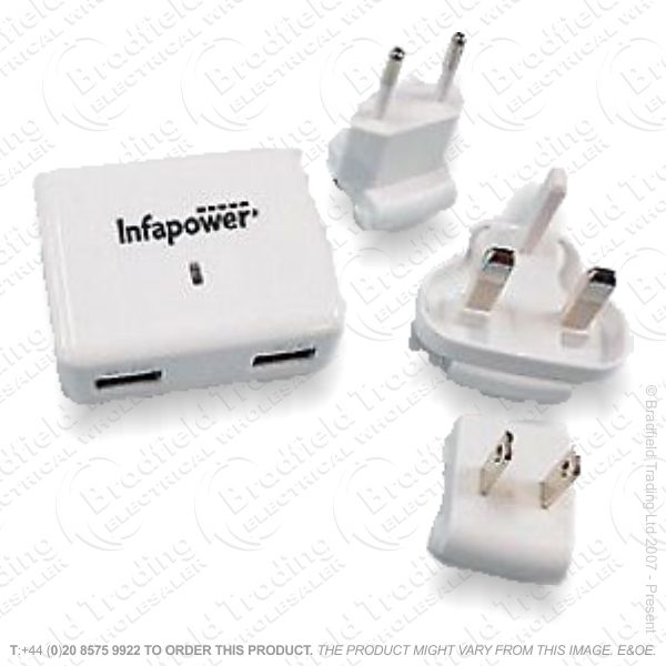 F11) Twin USB World Mains Charger 2.1A INFAP