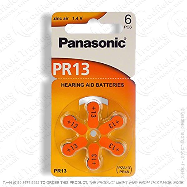 E13) Hearing Aid Batteries ZA13 Pk6 PANASONIC