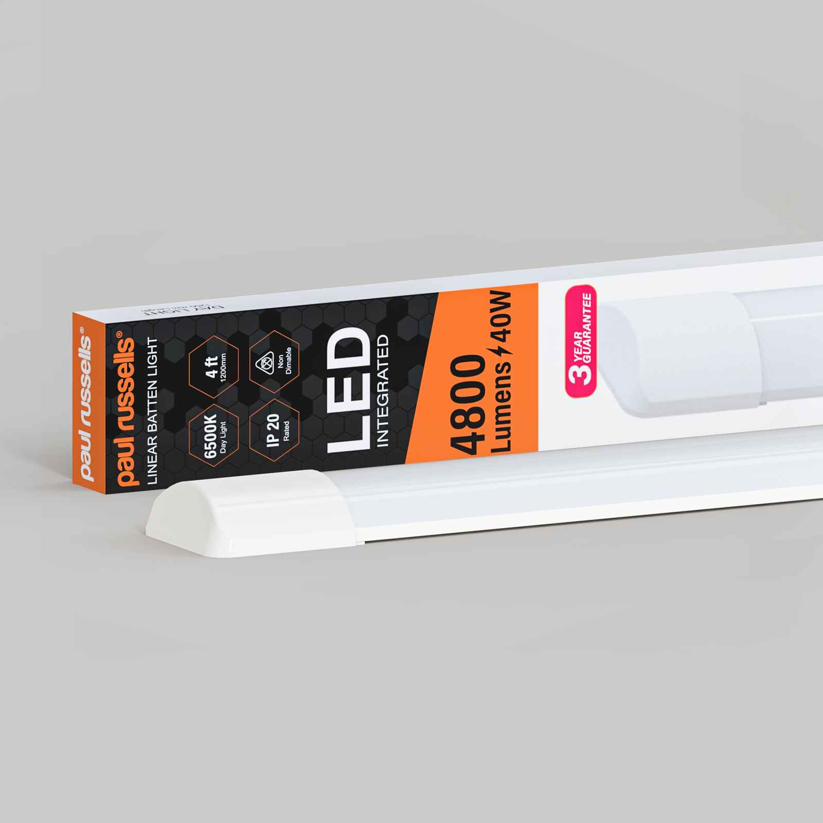 40W LED Batten Light 4ft 6500k PAUL RUSSELL