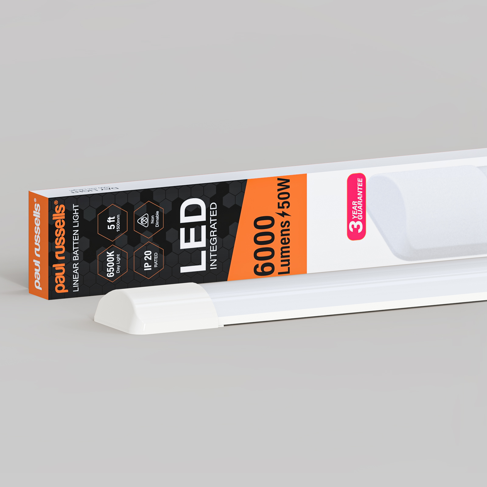 50W LED Batten Light 5ft 6500k PAUL RUSSELL
