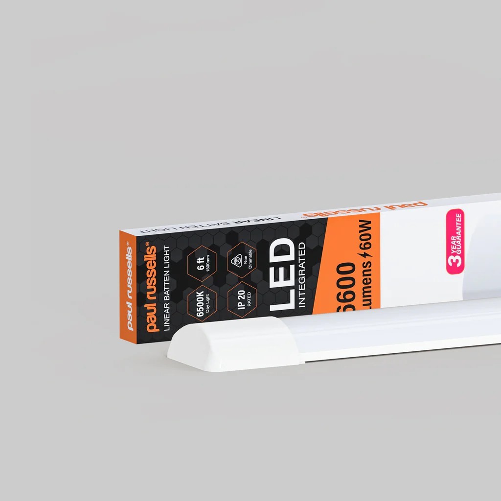 60W LED Batten Light 6ft 6500k PAUL RUSSELL