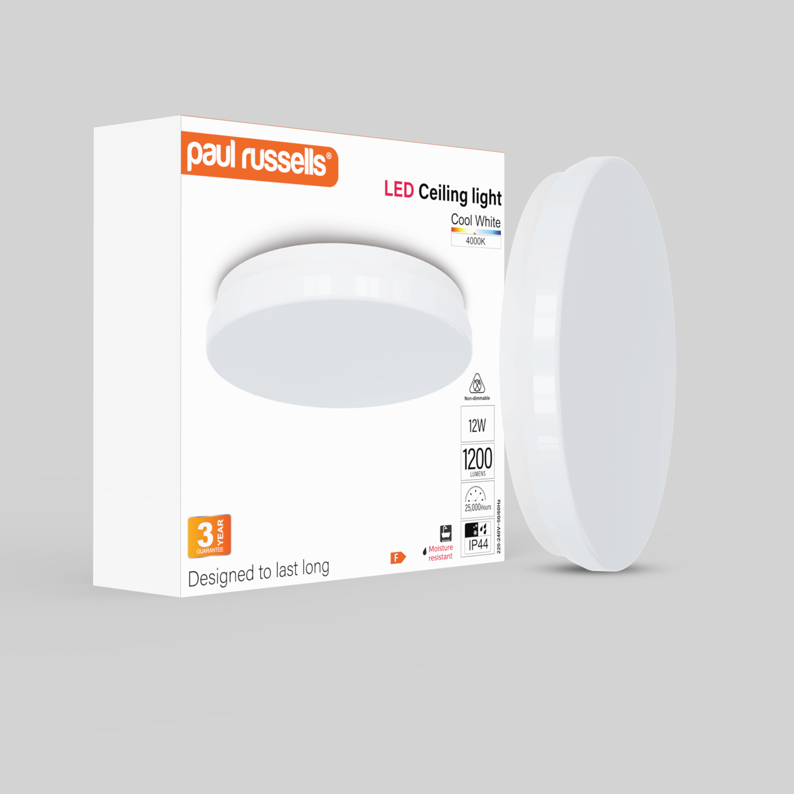 Bulkhead 12W 250mm 4k 1200lm IP44 PAUL RUSSEL