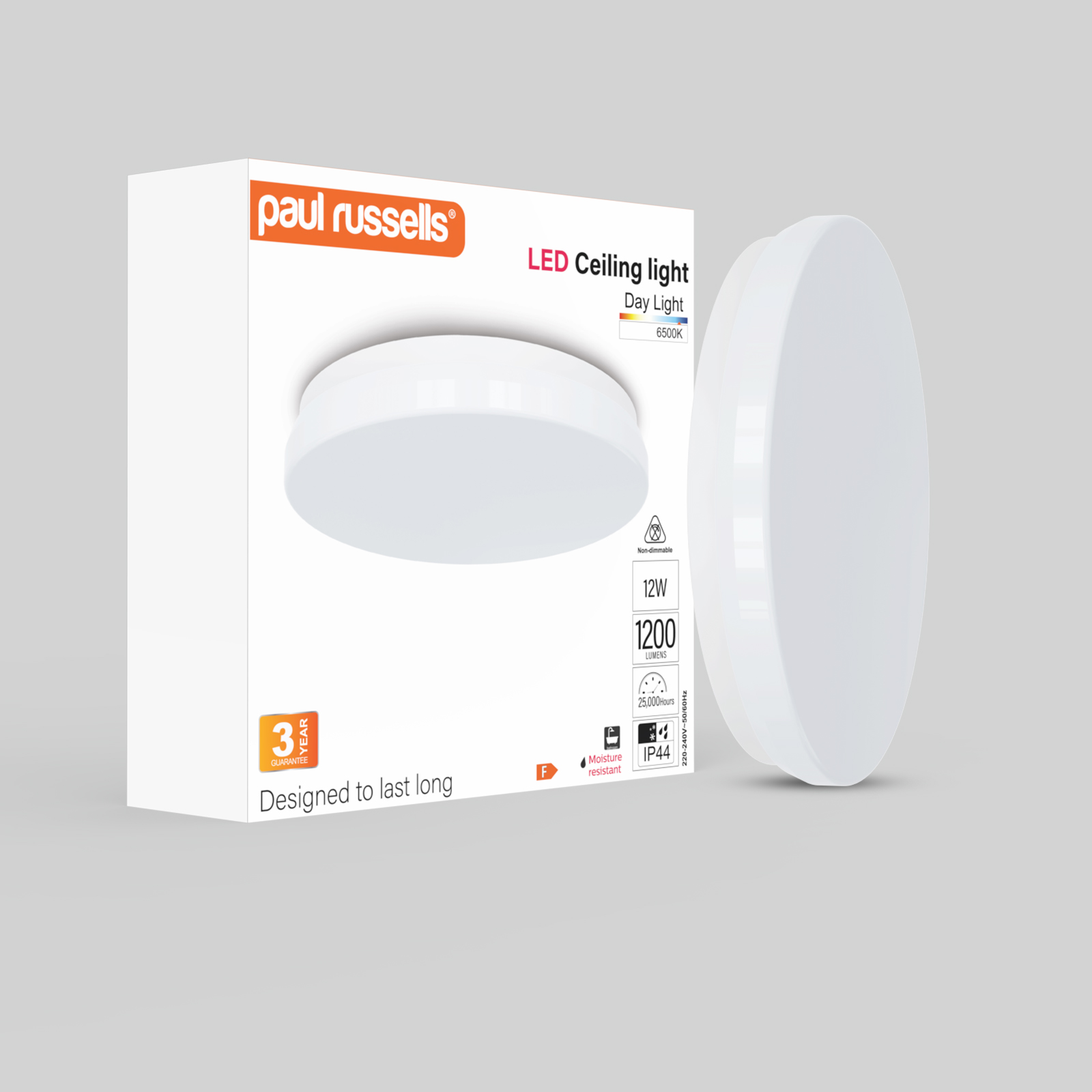 Bulkhead 12W 250mm 6k 1200lm IP44 PAUL RUSSEL