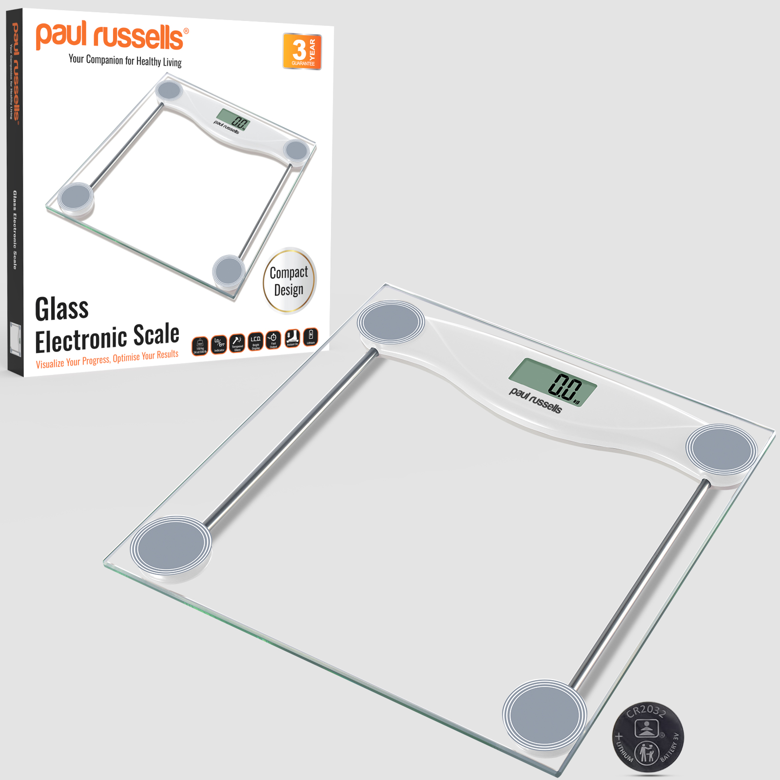 Digital Bathroom Scale Glass PAUL RUSSELL
