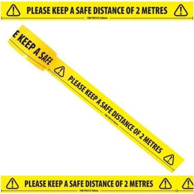 Tape  Keep Safe Distance  33Mx 48mm Laminated