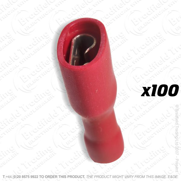 F17) Crimps Red  Female 6.3mm Insulated (100)
