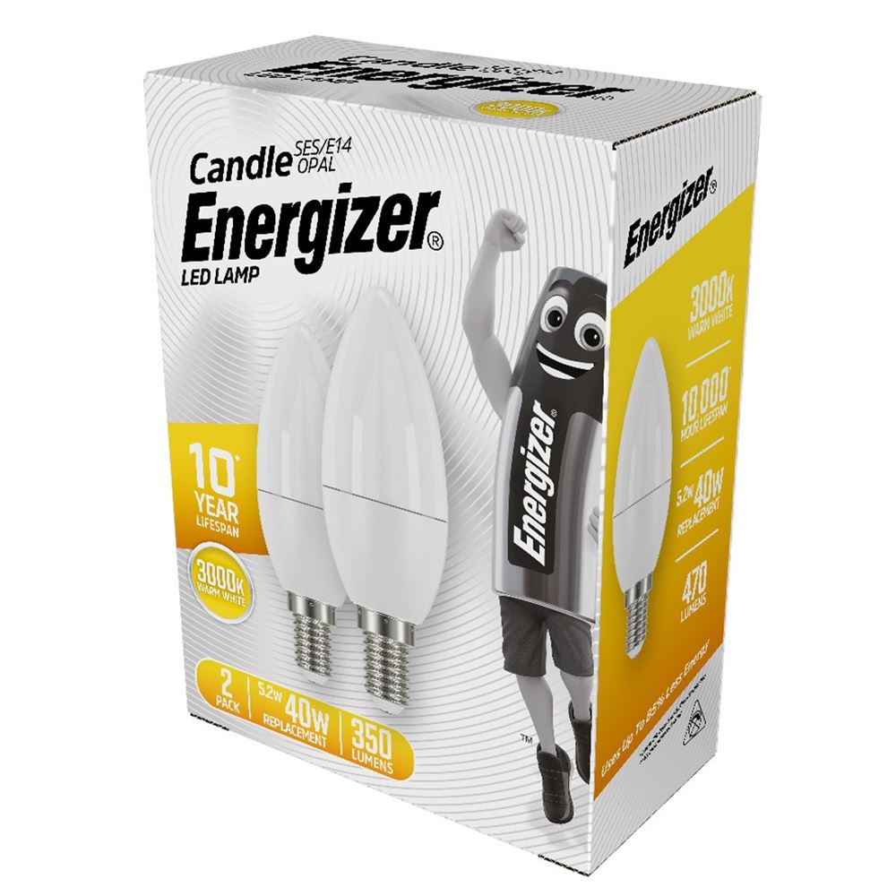 LED 5.2W Candle SES 27K 470lm Pack2  ENERGIZE