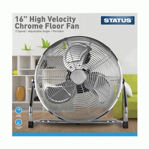 Floor Fan 16  High Velocity Chrome STATUS