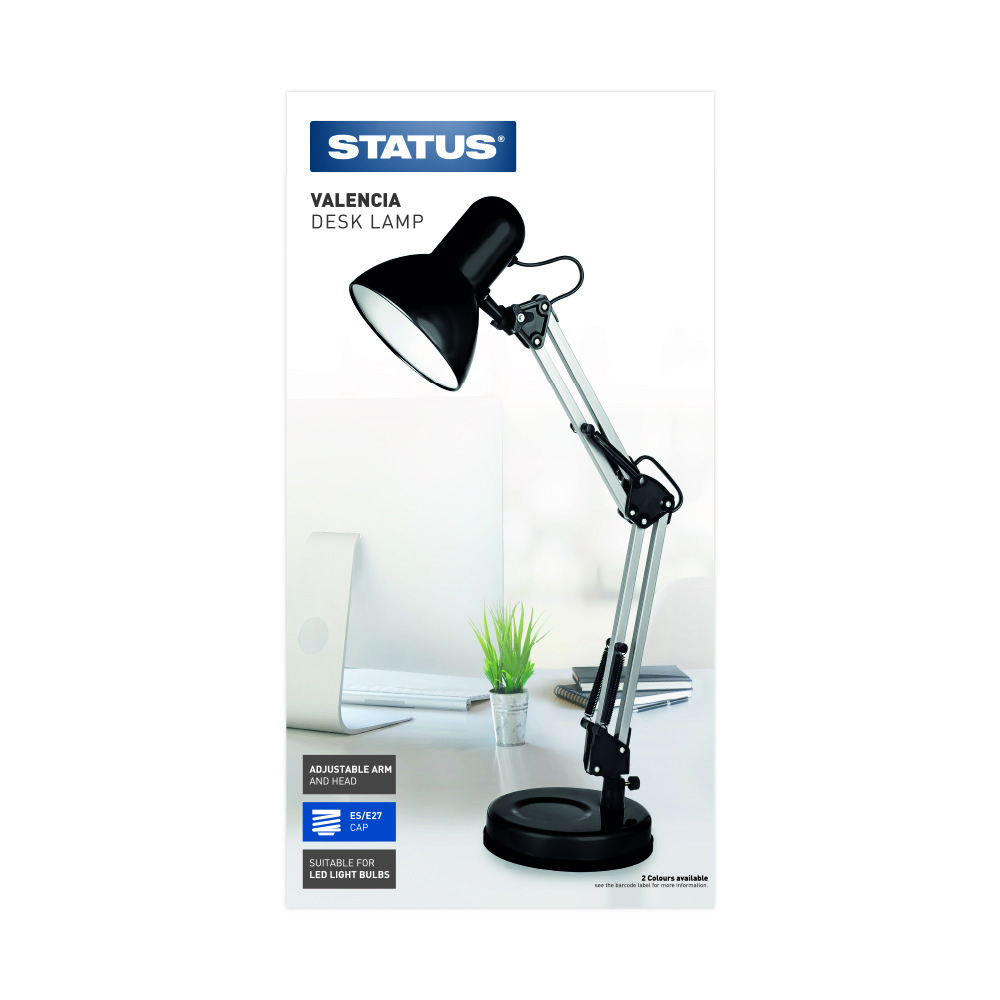 Desk Lamp Angled Black ES Valencia STATUS