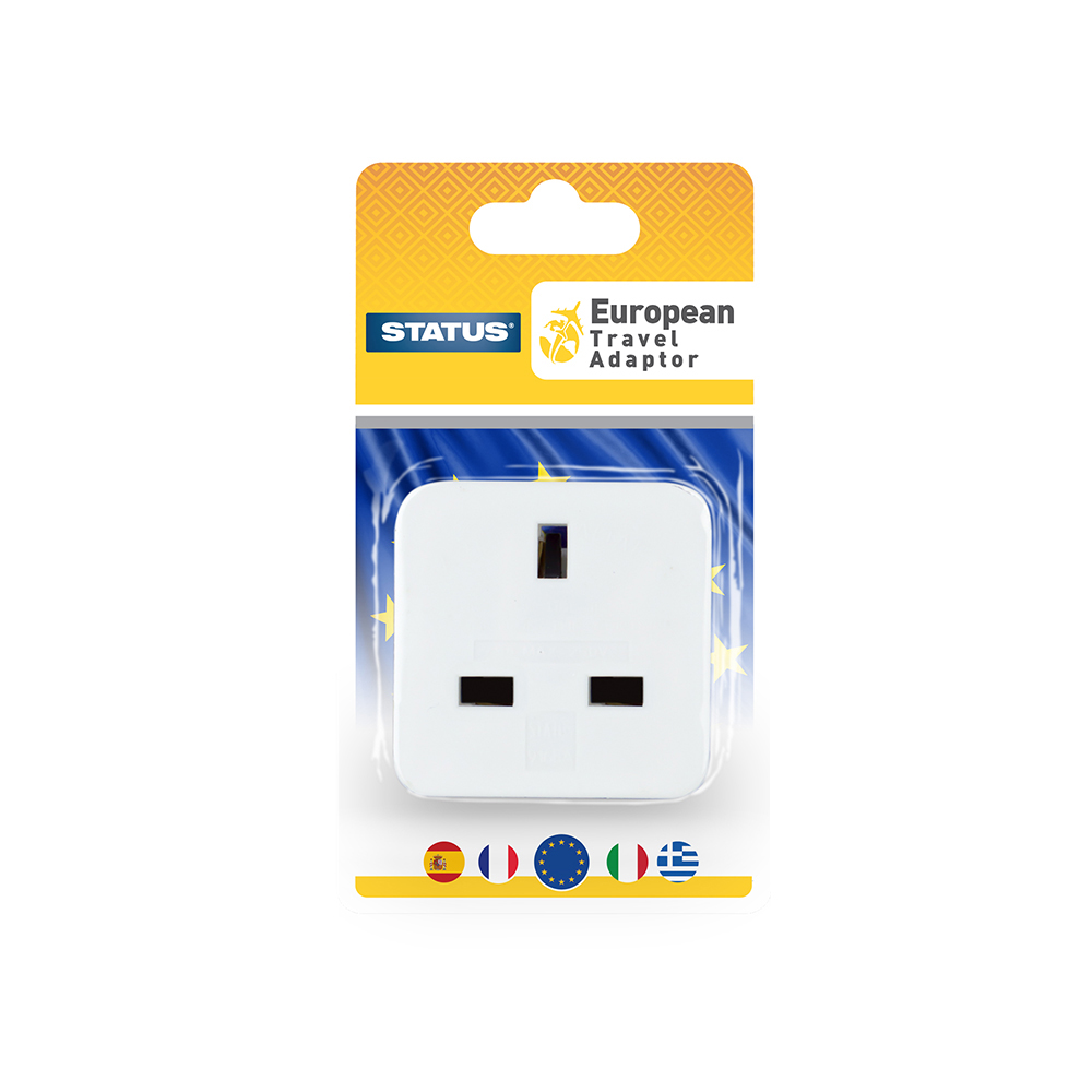 Travel Adaptor UK Socket EU Plug STATUS