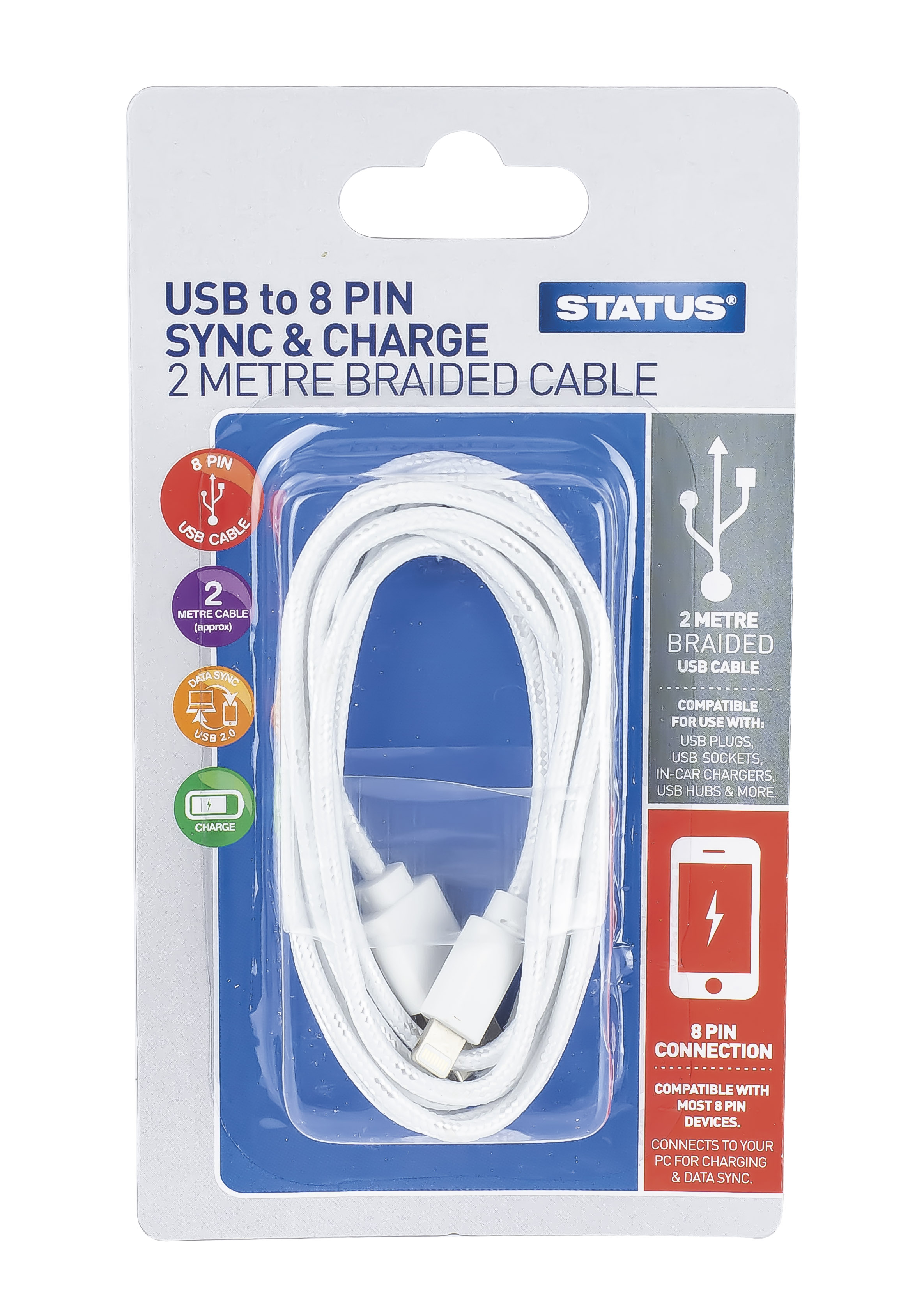 Iphone to USB-C Cable Lead 2M Wh STATUS