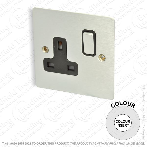 I18) Socket Sw 1G 13A Sta Steel ECO