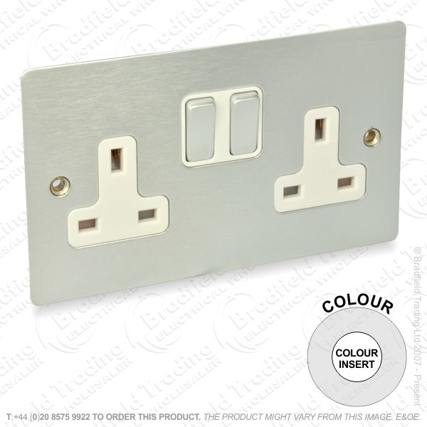 I18) Socket Sw 2G 13A Sta Steel ECO