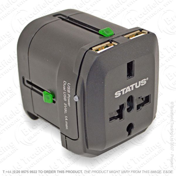 F11) World Travel Adapter 2x USB STATUS
