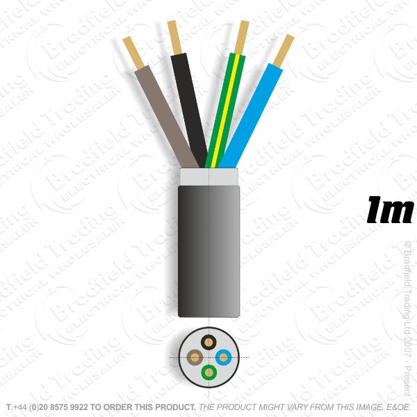 H11) SWA 2.5mm 4 core PVC Cable 1M